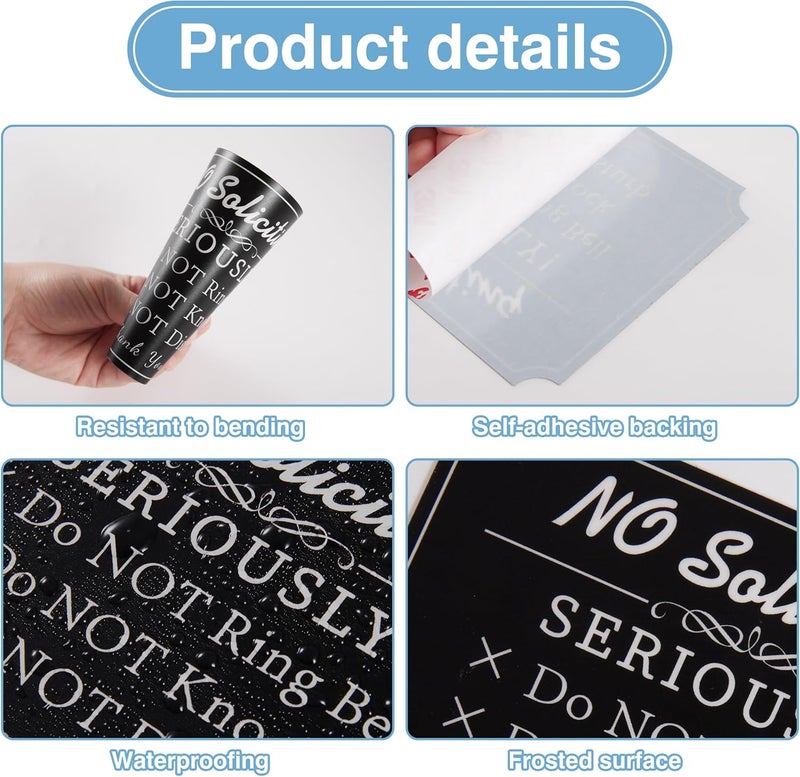 LUHIMO No Soliciting Sign for Front Door，Self-Adhesive Elegant Do Not Knock or Ring Doorbell No Soliciting Sticker for Home, No Solicitors Sign for Doorbell, House Door, Home, Office 6.3''x4.3'' - Image 3
